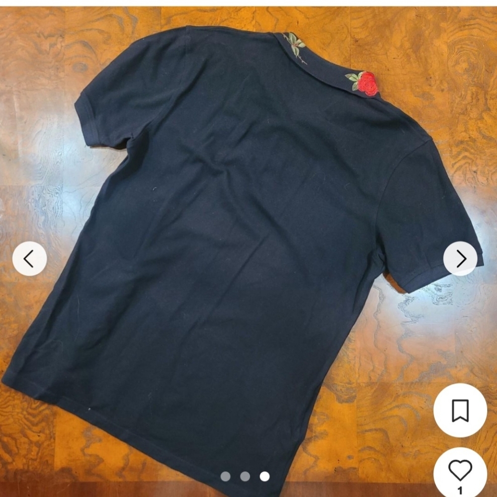 Zara Man Black Polo Shirt with Red Floral Collar Size S - Picture 5 of 5